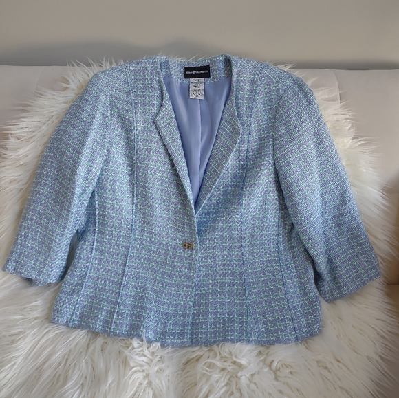 Blazer Size 18 SAG HARBOR Turn Lock Closure  Quarter Sleeve Pastels Plus Size - Picture 14 of 15